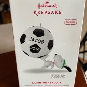 Hallmark Keepsake 2016 Kickin’ with Snoopy ornament. NIB. Stickers included